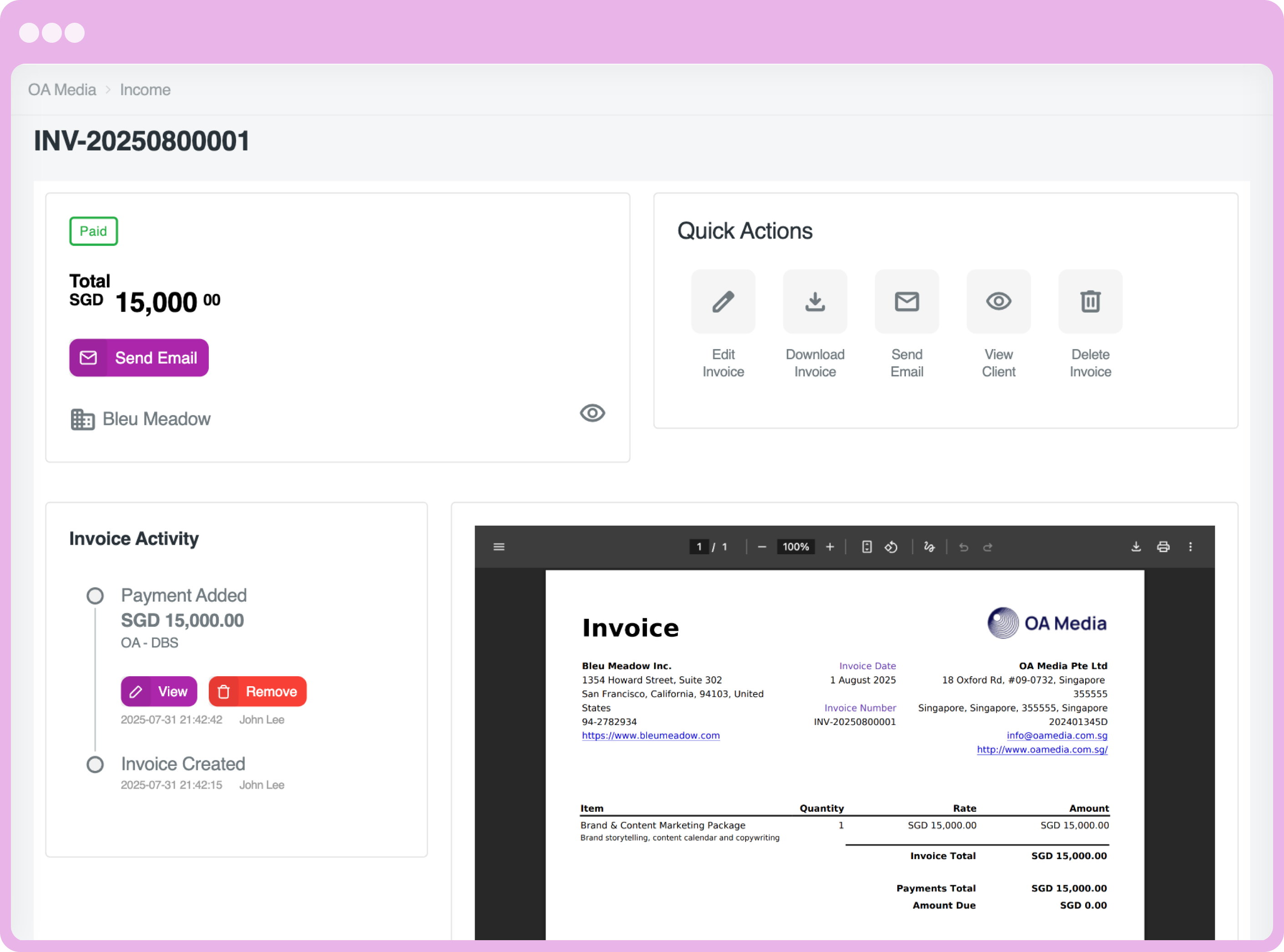 Online Invoicing with Officaid