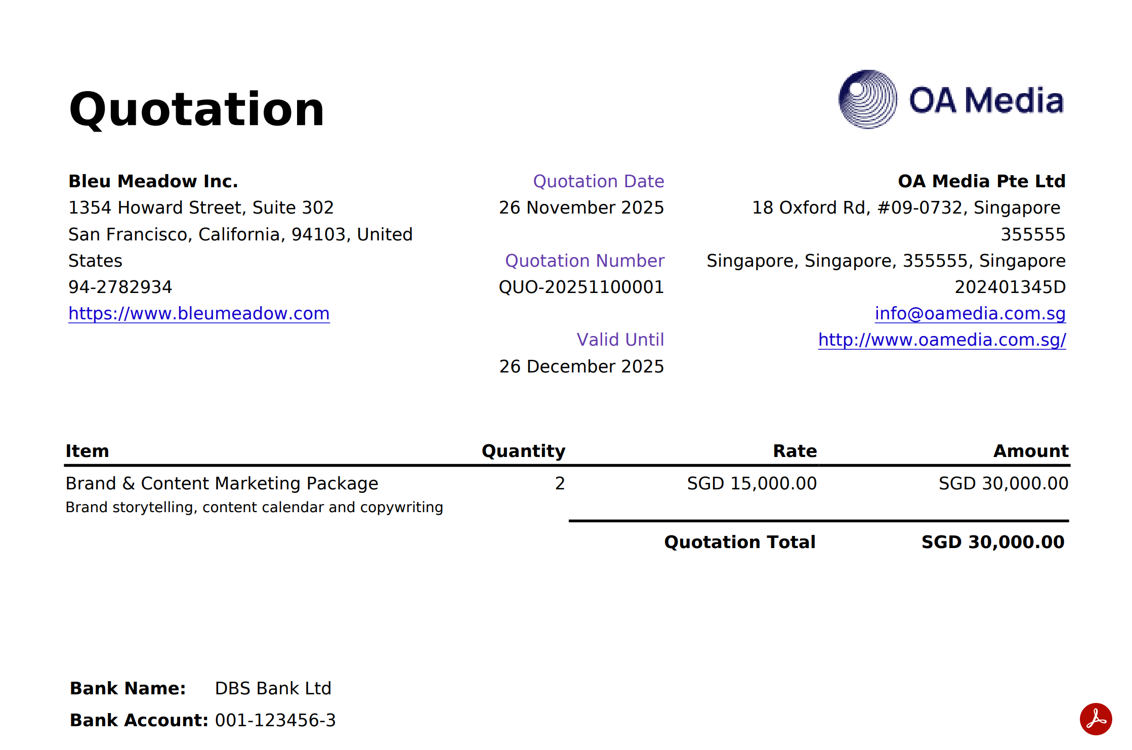 Quote templates & branding